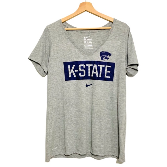 K-State Wildcats Nike Dri-Fit  Short Sleeve V-Neck Tee Shirt Size XL - Picture 1 of 10